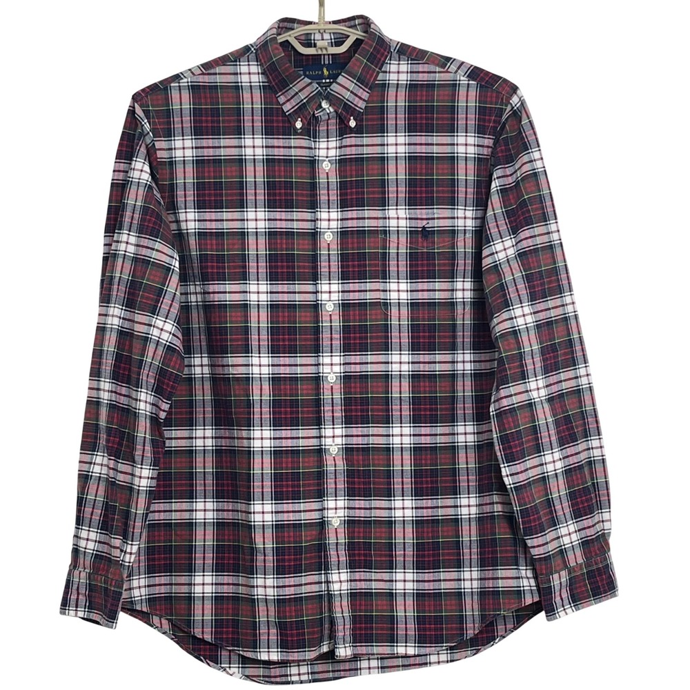 Ralph Lauren Mens Button Down Shirt XL Red Green Plaid LS Classic Fit Pony Logo - Picture 2 of 13